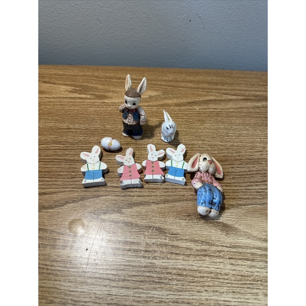 Vintage Easter Bunny Figures. Lot Of 8